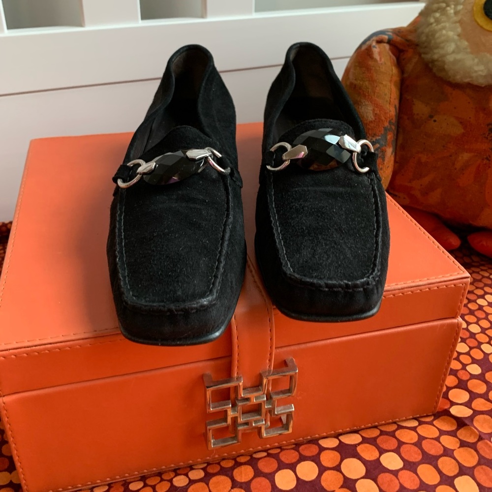 Stuart Weitzman Black Suede Flats Loafers - Picture 3 of 8